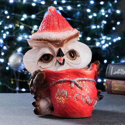 Фигура полистоун «Сова с мешком: На счастья», с блёстками, 22 см