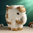 Фигурное кашпо "Слон средний", бело-золотой 6 л/ 35х22х36см - Фото 6