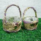 Набор корзин «Бантик», 2 шт, 21×21×13/29 см, 17×17×12/25 см, трава - Фото 2