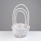 Корзина плетёная для хранения «Плетёнка», лоза, с ручкой, белая, набор 3 шт. - Фото 2