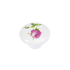 Ручка кнопка FLOWER Ceramics 004, d=38, керамическая, белая с рисунком - Фото 1