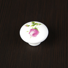 Ручка кнопка FLOWER Ceramics 004, d=38, керамическая, белая с рисунком - Фото 2