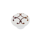 Ручка кнопка LACE Ceramics 009, d=38 керамическая, белая с рисунком - фото 8731065