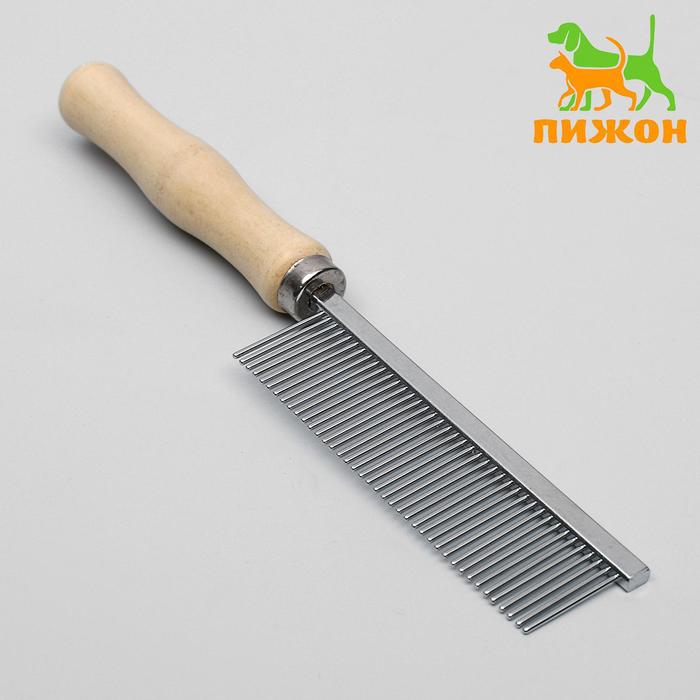 Расчёска для шерсти Wood, 17.5×3 см, с деревянной ручкой - Фото 1