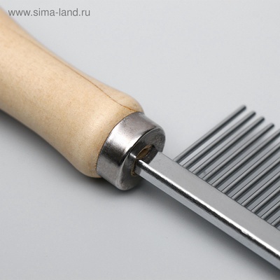 Расчёска для шерсти Wood, 17.5×3 см, с деревянной ручкой