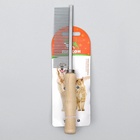 Расчёска для шерсти Wood, 17.5×3 см, с деревянной ручкой - Фото 5