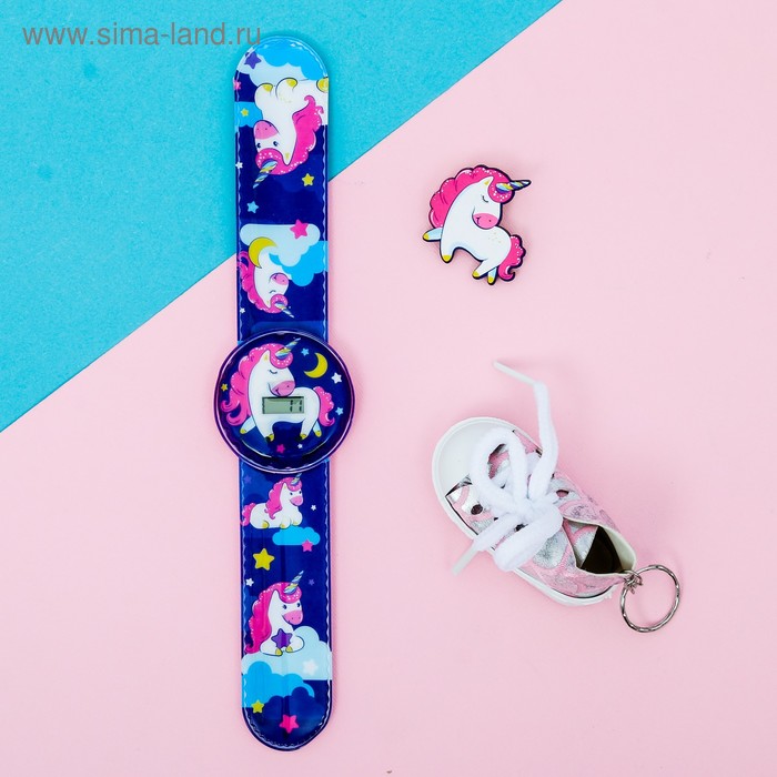 Набор часы наручные, значок, брелок "Единорог" - Фото 1