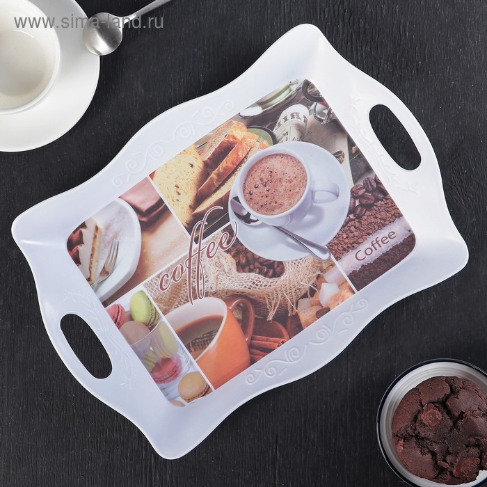 Поднос пластиковый прямоугольный Cake, цвет МИКС - Фото 1