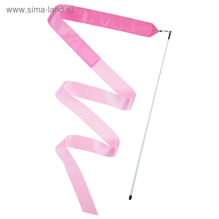 Лента гимнастическая с палочкой 6 м, цвет розовый - Фото 1