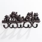 Крючки настенные чугун «Лягушки», ключница декоративная, 14×31×4 см - Фото 3