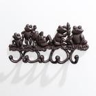 Крючки настенные чугун «Лягушки», ключница декоративная, 14×31×4 см - Фото 4