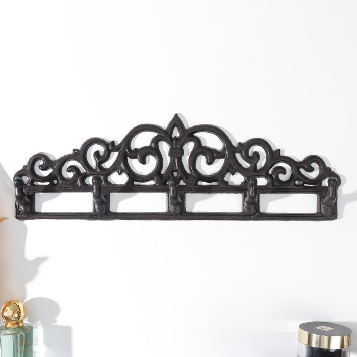 Настенные крючки декоративные «Узоры», чугун, 12.5×39.5×3.5 см - Фото 1