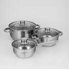 Набор кастрюль Катунь «Гретта», 3 предмета: кастрюли 2.2 л, 4.2 л, ковш 1.6 л, капсульное дно, индукция, нержавеющая сталь - Фото 3