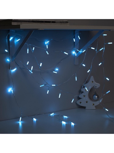 Гирлянда «Нить» 5 м с насадками «Хрусталики», IP20, прозрачная нить, 50 LED, свечение аквамарин, 8 режимов, 220 В