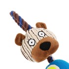 Игрушка для собак 3-в-1 "Медведь": канатная, мягкая с пищалкой, войлочный мяч, 30 см - Фото 5