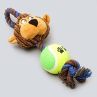 Игрушка для собак 3-в-1 "Обезьяна": канатная, мягкая с пищалкой, войлочный мяч, 30 см - фото 8418285