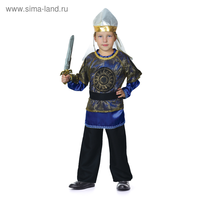 Карнавальный костюм «Богатырь Добрыня Никитич», р. 32, рост 122-128 см, синий - Фото 1