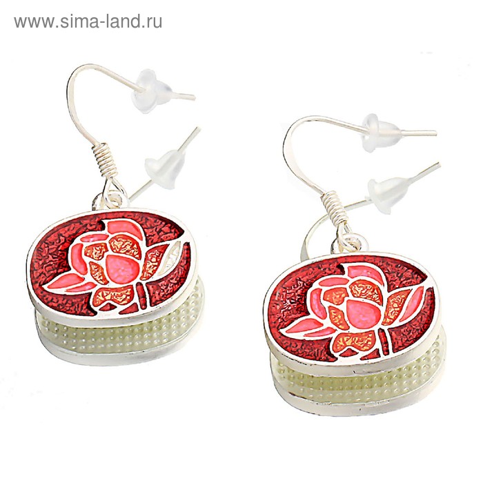 Серьги с эмалью «Позитив» роза - Фото 1