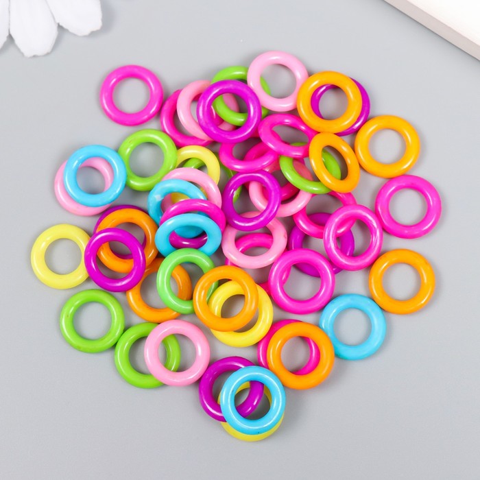 Бусины для творчества пластик "Колечки" цветные набор 50 шт 1,3 см - Фото 1
