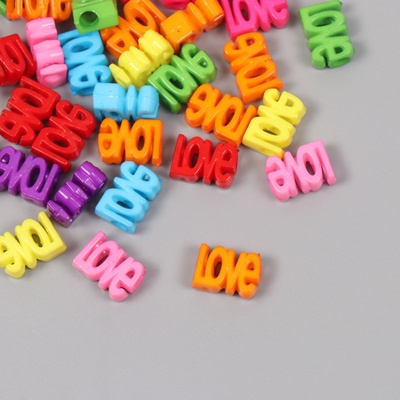 Набор бусин для рукоделия и плетения «Арт Узор. Надпись Love», 50 шт., цветные, пластик, 1×1.7 см