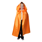 Карнавальный плащ с капюшоном, атлас, длина 85 см, цвет оранжевый - Фото 1