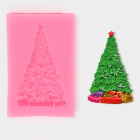 Молд «Ель нарядная», силикон, 8×5×0,8 см, цвет МИКС (комплект 3 шт)