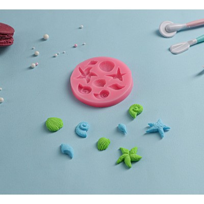 Молд для заливки Доляна «Морские звёзды», 8 ячеек, силикон, d=8 см, розовый