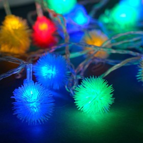 УЦЕНКА НИТЬ, 5 м, с насад. “Ежики Цветные”, Н.С. LED-30-220V, 8 режимов, МУЛЬТИ