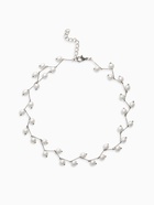 Бусы с жемчугом «Цветущая дорожка» шар №4, белые в серебре, L=38 см - Фото 1