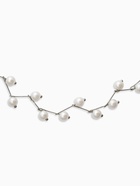 Бусы с жемчугом «Цветущая дорожка» шар №4, белые в серебре, L=38 см - Фото 3