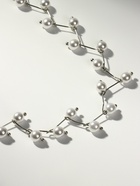 Бусы с жемчугом «Цветущая дорожка» шар №4, белые в серебре, L=38 см - фото 61520113