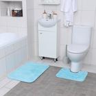 Набор ковриков для ванны и туалета Доляна «Галька», 2 шт: 40×50, 50×80 см, цвет бирюзовый - фото 8731540