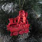 Украшение ёлочное "Дед Мороз на паровозе" (набор 4 шт) 7х6,5 см красный - Фото 1