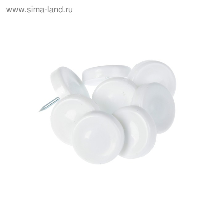 Накладка мебельная круглая ТУНДРА, d=24 мм, 8 шт., пластиковая, цвет белый - Фото 1