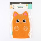 Мочалка детская для купания «Котик», варежка, из махры  (артикул 3612501)  большой выбор товаров оптом и в розницу по низким ценам с доставкой