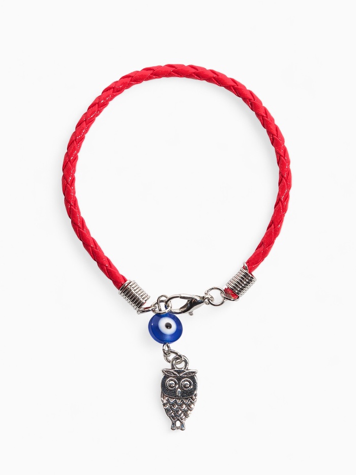 Браслет-оберег «Красная нить» сова с бусиной, цвет синий с чернёным серебром, L=18 см - Фото 1
