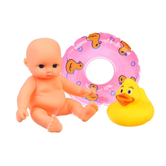 Набор резиновых игрушек для ванны «Малыш и его игрушки», с пищалкой, 3 шт, цвет МИКС, Крошка Я - фото 1877452999