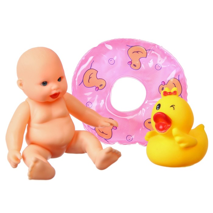 Набор резиновых игрушек для ванны «Малыш и его игрушки», с пищалкой, 3 шт, цвет МИКС, Крошка Я - фото 1877453003