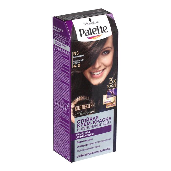 Крем-краска для волос Palette, тон N3, каштановый 17391