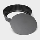 Форма для выпечки Доляна «Жаклин. Рифлёный круг», 24×5 см, съёмное дно, антипригарное покрытие, цвет чёрный - фото 4255720