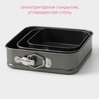 Набор форм для выпечки разъёмных Доляна «Элин. Квадрат», 3 предмета: 18/16/14 см, антипригарное покрытие, цвет чёрный - Фото 2