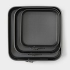 Набор форм для выпечки разъёмных Доляна «Элин. Квадрат», 3 предмета: 18/16/14 см, антипригарное покрытие, цвет чёрный - Фото 3