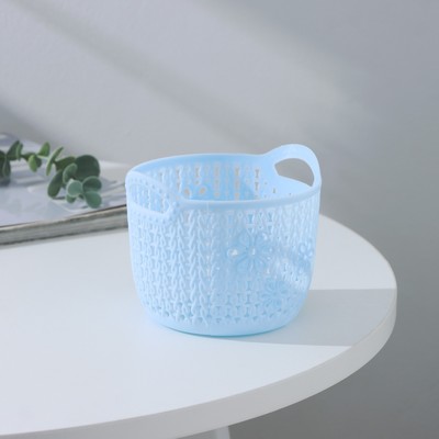 Корзина для хранения «Вязание», пластик, 11.5×10.5×9 см, голубая