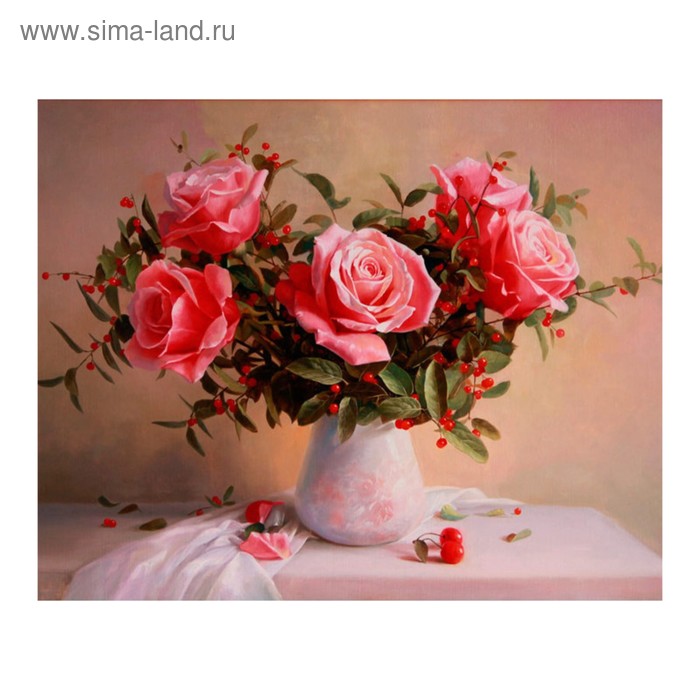 Картина стразами "Букет с красными ягодами" Алик Мамазиев" - Фото 1