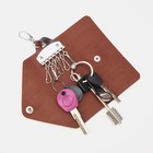 Ключница, отдел на клапане, карабин, цвет коричневый - Фото 3