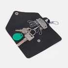Ключница на кнопке, длина 13,5 см, 7 карабинов, цвет чёрный - фото 8418712