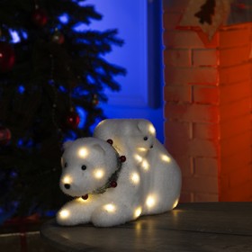 Светодиодная фигура «Медвежата» 26 × 16 × 16 см, флок, батарейки ААх2 (не в комплекте), свечение тёплое белое