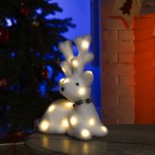 Светодиодная фигура «Олень» 20 × 25 × 12 см, флок, батарейки ААх2 (не в комплекте), свечение тёплое белое - фото 2871328