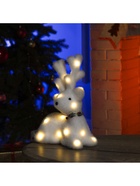 Светодиодная фигура «Олень» 20×25×12 см, флок, от батареек, свечение тёплое белое - Фото 5