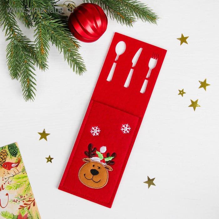 Конверт для столовых приборов «Олень в колпаке» - Фото 1